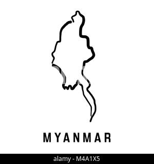 Myanmar simple map outline - smooth simplified country shape map vector. Stock Vector