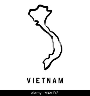 Vietnam simple map outline - smooth simplified country shape map vector. Stock Vector