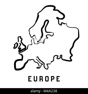 Europe simple map outline - smooth simplified continent shape map vector. Stock Vector