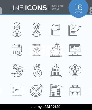 Business - set of line design style icons Stock Vector