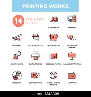 Printing works - line design icons set Stock Vector Image & Art - Alamy