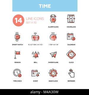 Time concept - line design icons set Stock Vector