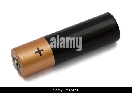 One AA battery isolated on white, with clipping path Stock Photo