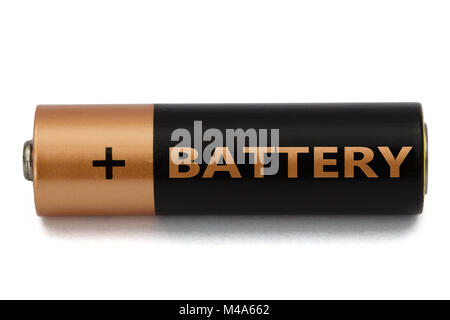 One AA battery isolated on white, with clipping path Stock Photo