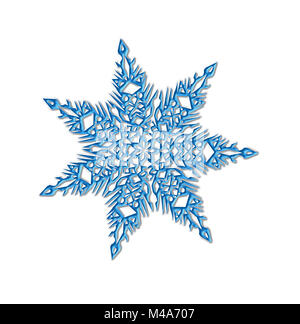 Blue shiny snowflake close-up on a white background Stock Photo