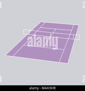 tennis court vector illustration flat style top view Stock Vector