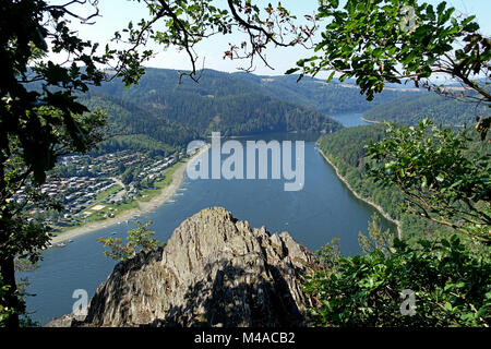 View over Hohenwarte water reservoir at river saale in Thuringia, Germany Stock Photo