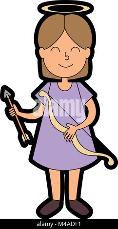 little girl angel with arch Stock Vector