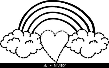 heart love sticker art with rainbown Stock Vector