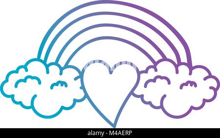 heart love sticker art with rainbown Stock Vector