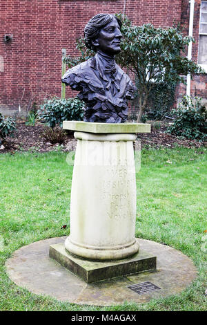 The Mary Webb sculpture in the grounds of Shrewsbury Library, Shrewsbury. Stock Photo