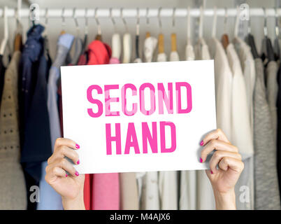 Second hand clothing shop. Stock Photo