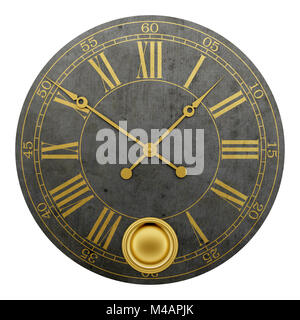 vintage round wall clock isolated on white background Stock Photo