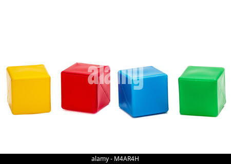 Bright colored childrens cubes, isolated on  white background Stock Photo
