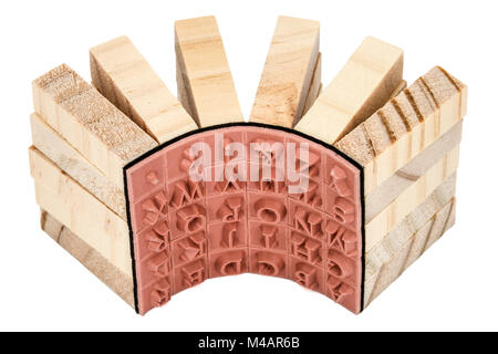 Rubber stamps the English alphabetical, isolated on white background Stock Photo