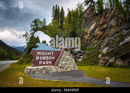 The entrance to Mount Robson Provincial Park in Canada Stock Photo