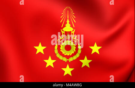 Commander-in-Chief of the Royal Thai Army 3D Flag. Close Up. Stock Photo