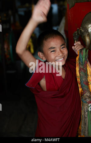 monks at monastery in Kathmandu Nepal Stock Photo