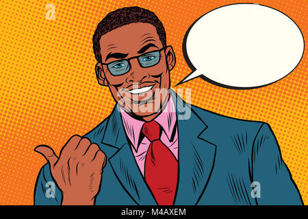 Positive African businessman showing thumb direction Stock Photo