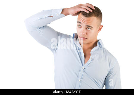 Man Checking Hair Stock Photo