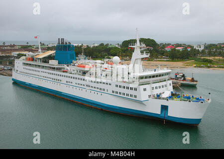 Cargo-passenger vessel in seaport. Toamasina, Madagascar Stock Photo