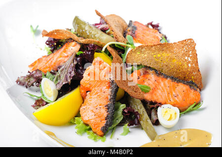 Caesar Salad with Salmon Stock Photo