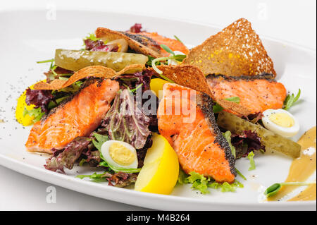 Caesar Salad with Salmon Stock Photo