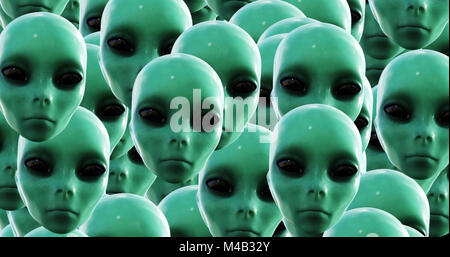 Computer generated image of surreal alien heads Stock Photo