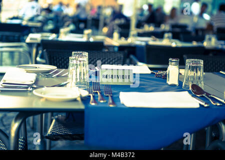 reserved,dining table,restaurant Stock Photo