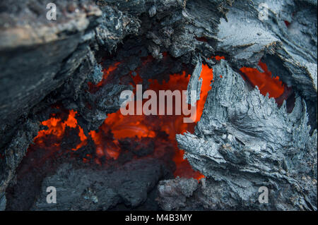 Active lava stream,Tolbachik volcano,Kamchatka,Russia Stock Photo