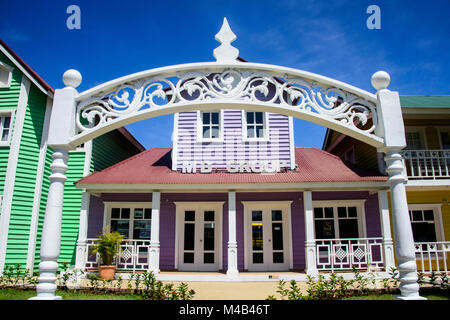 Colourful houses in the center of Santa Barbara de Samana,Samana peninsula,Dominican Republic Stock Photo