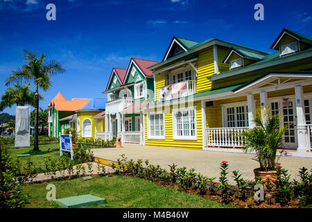 Colourful houses in the center of Santa Barbara de Samana,Samana peninsula,Dominican Republic Stock Photo
