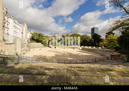 The Arènes de Lutèce (first century AD) - A Roman arena, one of the oldest monument  of Paris - The Arènes today Stock Photo