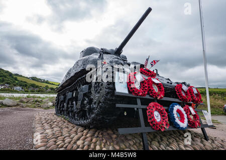 Exercise Tiger Memorial Tank at Torcross Slapton Sands Devon England UK Stock Photo