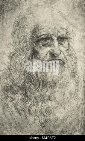 Leonardo Da Vinci self portrait, Circa 1512 Stock Photo