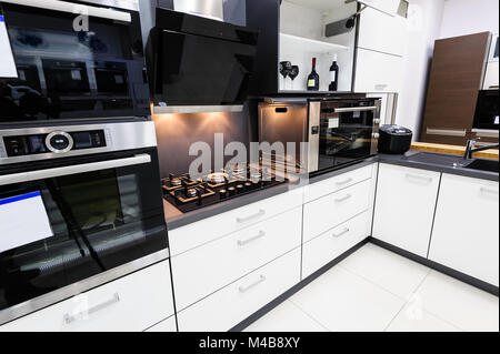 Modern hi-tek kitchen, clean interior design Stock Photo