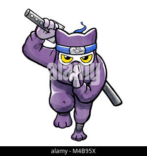 Ninja Cat Running (isolated) Stock Photo