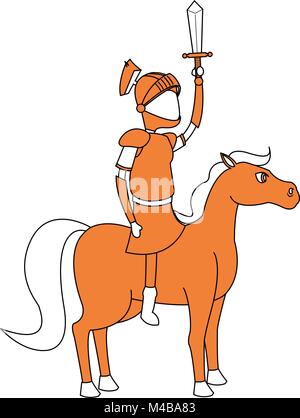 Medieval warrior on horse cartoon Stock Vector