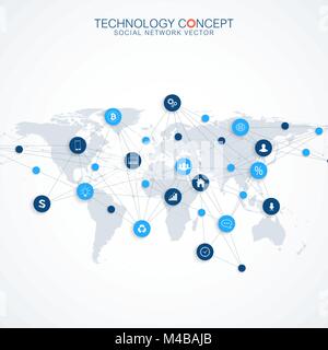 Geometric graphic background communication. Cloud computing and global network connections concept design. Big data complex with compounds. Digital data visualization. Scientific cybernetic vector. Stock Vector