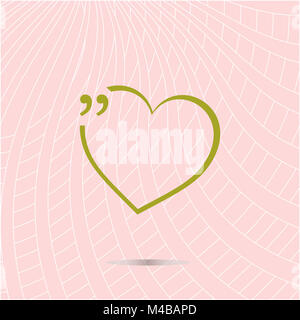 Quotation Mark Speech Bubble with love heart. Quote sign icon. Stock Photo