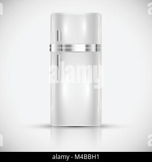 Realistic white fridge, vector Stock Vector
