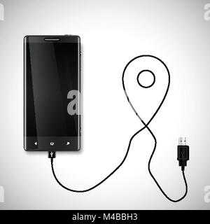 Mobile phone with USB connection Stock Vector