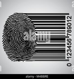 Fingerprint becoming barcode vector illustration Stock Vector