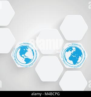 Hexagons and earth vector illustration Stock Vector