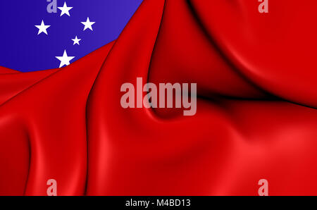 Independent State of Samoa 3D Flag. Close Up. Stock Photo