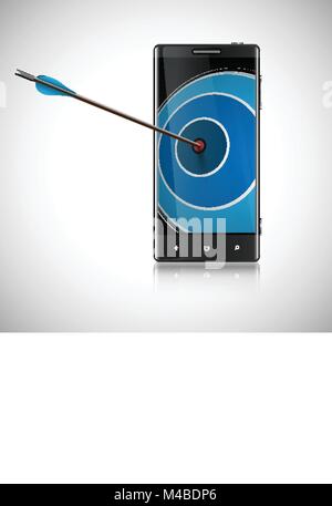 An arrow and a mobile phone, vector Stock Vector