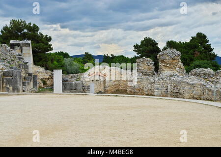 Ruins of the ancient Filippi. The city founded in the fourth century BC by Philip II of Macedon, then the Roman colony. The first Christian community. Stock Photo