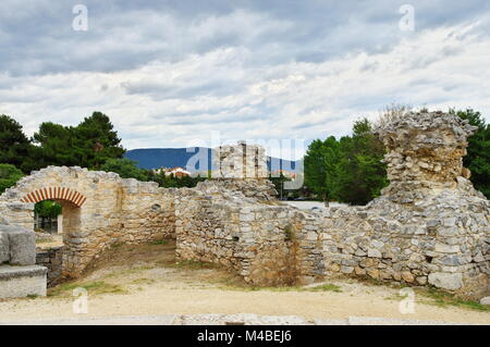 Ruins of the ancient Filippi. The city founded in the fourth century BC by Philip II of Macedon, then the Roman colony. The first Christian community. Stock Photo