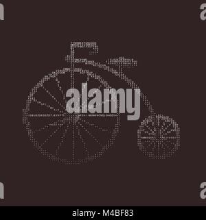 Penny-farthing icon white isolated on green background. antique old bicycle with large wheels Penny-farthing gradient from letters Vector illustration Stock Vector