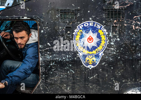 Turkish Riot Vehicles A Turkish armoured police vehicle exhibits signs of protest, in the ...